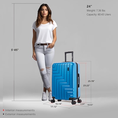 DUKAP Zahav 24.78" Hardside Suitcase, 4-Wheeled Spinner, TSA Checkpoint Friendly, Teal (DKZAH00M-TEA)