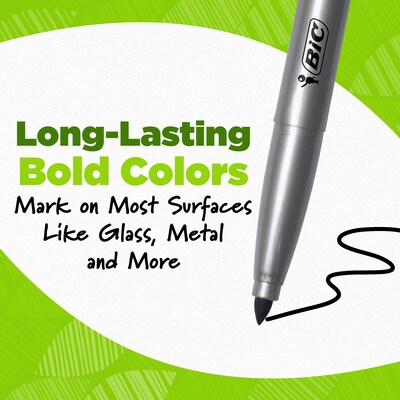 BIC Ecolutions Permanent Markers, Fine Tip, Assorted Colors, 12/Pack (PMER12-AST)