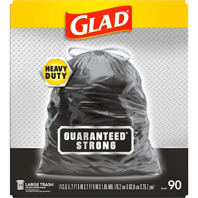 Glad 30 Gallon Large Drawstring Trash Bags, 90/Box (78952)