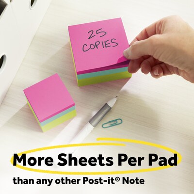 Post-it Cube Sticky Notes, 3" x 3", Assorted Brights, 400 Sheets/Cube (2027-BRT)