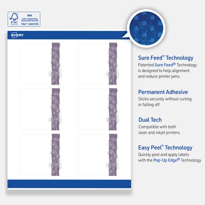 Avery Laser/Inkjet Square Multipurpose Labels, 3" x 3", White, 60/Pack (S00F51)