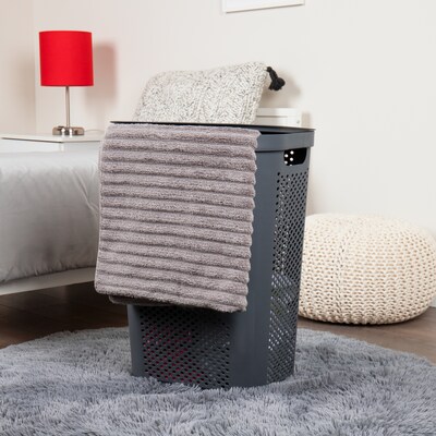 Mind Reader Perforated Plastic Hamper with Lid, Gray (HBIN60-GRY)