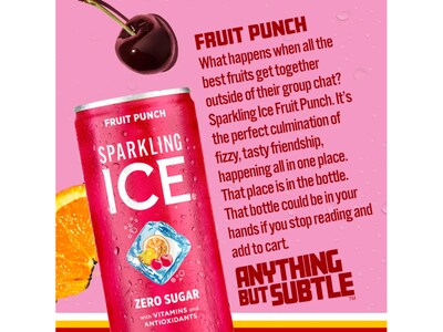Sparkling Ice Mini Fruit Punch Flavored Sparkling Water, 7.5 fl. oz., 10 Cans/Pack, 3 Packs/Carton (FG00619)
