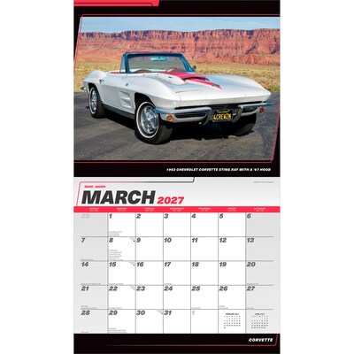 2027 BrownTrout Corvette 14" x 12" Monthly Wall Calendar, Assorted Colors (9798330713165)