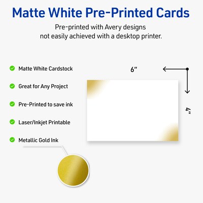 Avery Gold Blush Pattern Matte Blank Card, White, 20/Pack (S00-EWP)