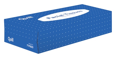 Quill Brand® Flat Box Facial Tissue, 2-Ply, White, 100 Sheets/Box, 30 Boxes/Carton (7TF830-QCCCT)