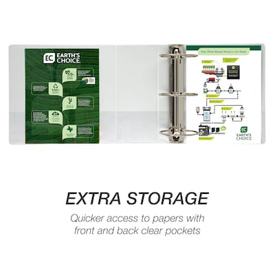 Samsill Earth's Choice Plant-Based Durable 5" View Binders, 3-Ring , Made in USA, White (18907)