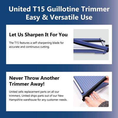 United Commercial 15" Guillotine Paper Cutter, Blue (T15)
