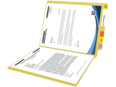Medical Arts Press Reinforced End Tab File Folder, Straight Cut, Letter-Size, Yellow, 50/Box (S-01602-YLW)