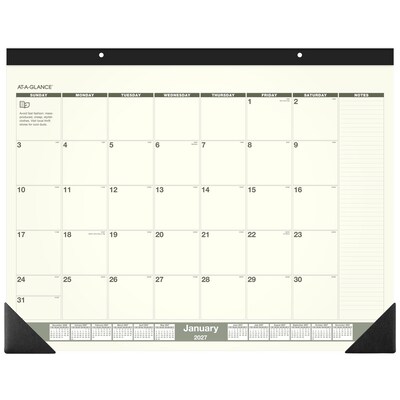 2027 AT-A-GLANCE Recycled 21.75 x 17 Monthly Desk Pad Calendar, Green/Black (SK32G-00-27)
