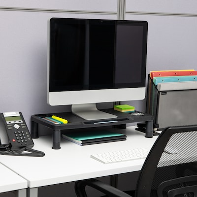 Mind Reader Monitor Stand Desktop Organizer, Plastic, 2/Pack, Black