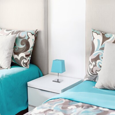 Creekwood Home Square Chrome 9.65" LED Table Lamp, Blue (CWT-1013-BL)
