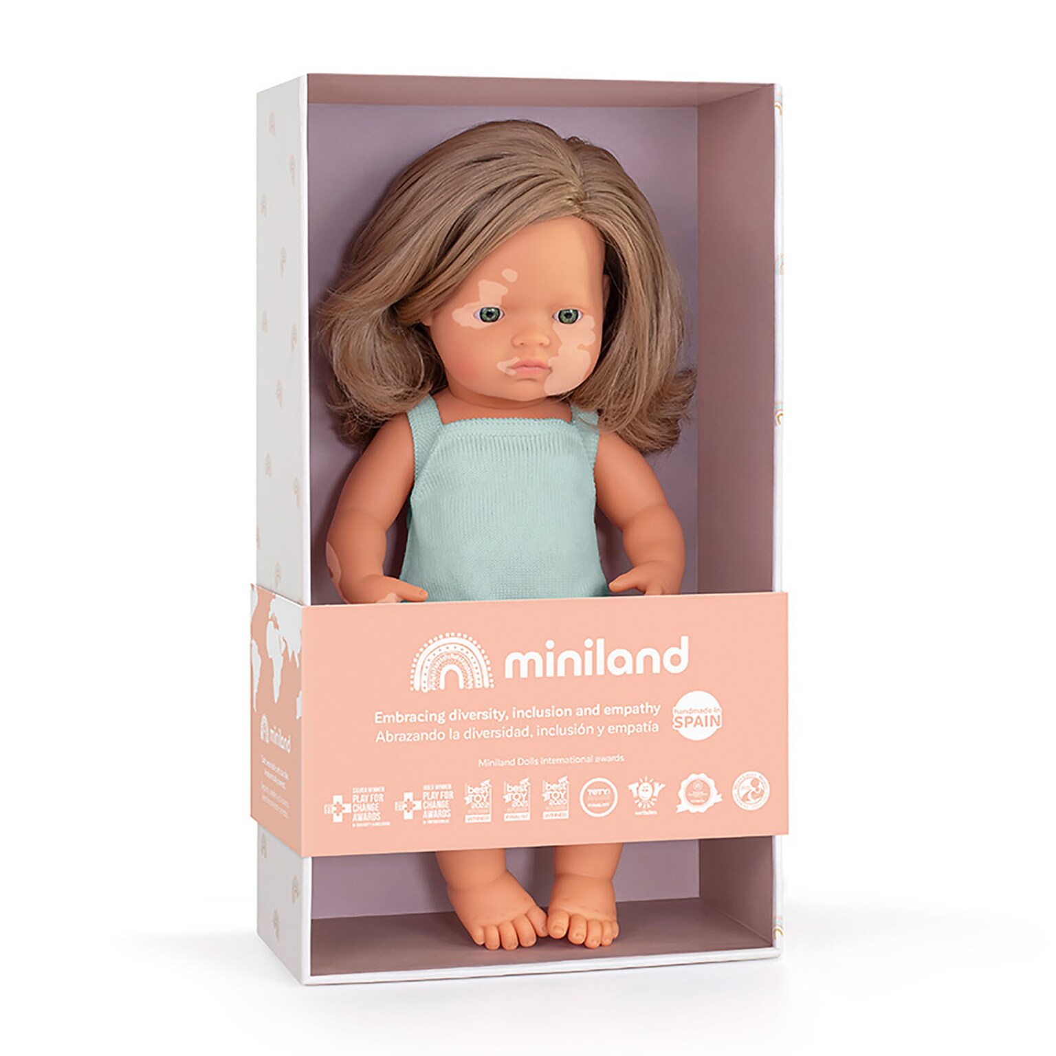 MINILAND Anatomically Correct 15 Baby Doll, Caucasian Blonde Girl with Vitiligo (MLE31228)