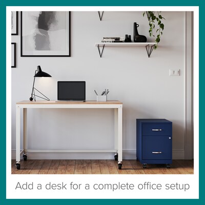 Space Solutions 18" 2-Drawer Mobile Verticle File Cabinet with Accessory Drawer, Letter Width, Navy (25936)