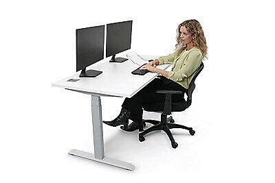 Boss Office Products 71"W Electric Rectangular Adjustable Standing Desk, White (SGSD038WT)