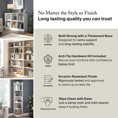 Bush Furniture Universal 72"H 5-Shelf Bookcase with Adjustable Shelves, Classic Black, 2/Set (UB003BL)