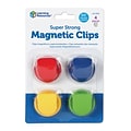 Learning Resources Super Strong Magnetic Clips  1.5 in Diameter, Assorted, Pack of 4 (LER2692)