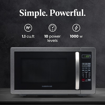 Farberware Classic 1.1 Cu. Ft. Countertop Microwave, Stainless Steel (FMO11AHTBKB)