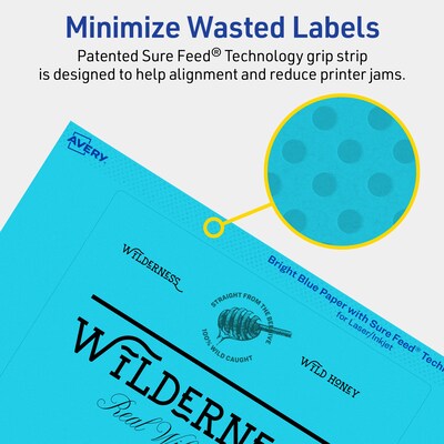 Avery Rectangle Multipurpose Labels, 5" x 6", Bright Blue, 40/Pack (94257)