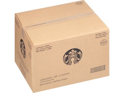 Starbucks Veranda Blend Ground Coffee Packet, Blonde Roast, 2.5 oz., 72/Carton (SBK11020676CT)
