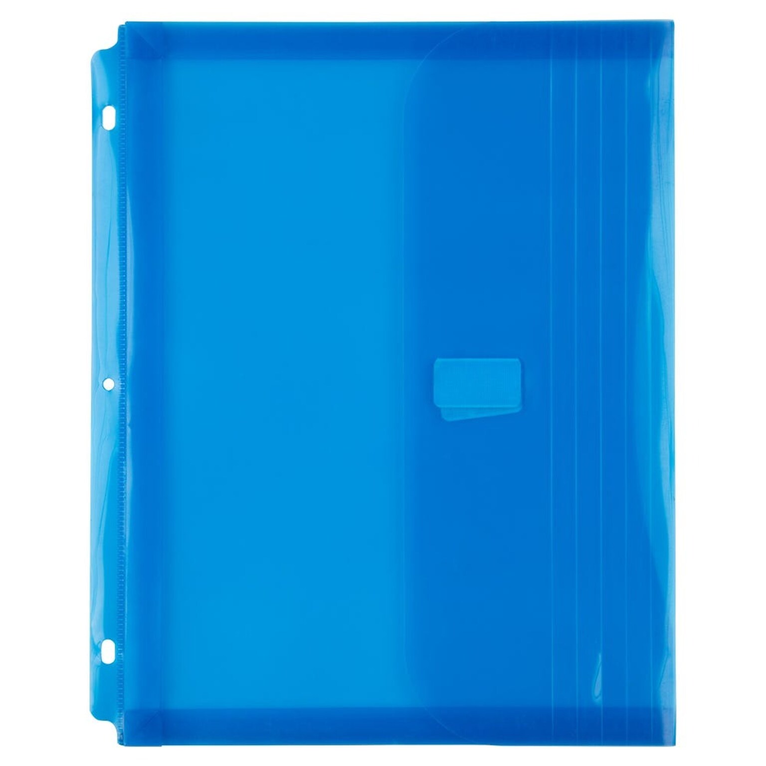 JAM Paper Plastic Binder Pocket, 3-Hole Punched, Blue, 3/Pack (218VB1BUX3)