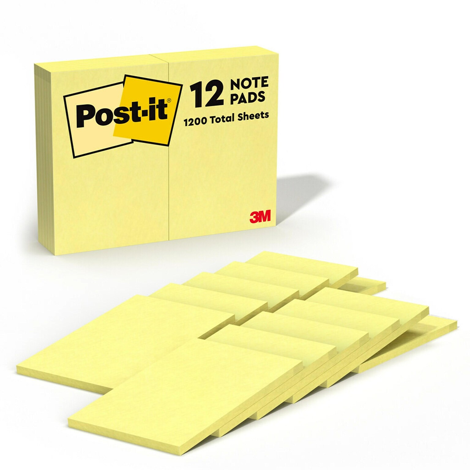 Post-it Notes, 4 x 6, Canary Collection, 100 Sheet/Pad, 12 Pads/Pack (659-YW)