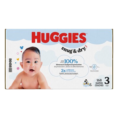 Huggies Snug & Dry Baby Diapers, Size 3, 168/Carton (51520/56456)