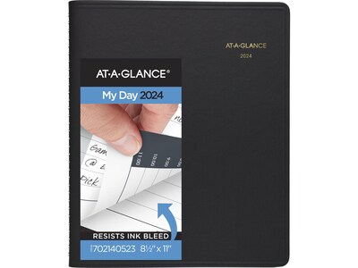 2024 AT-A-GLANCE 24-Hour 8.5 x 11 Daily Appointment Book, Black (70-214-05-24)