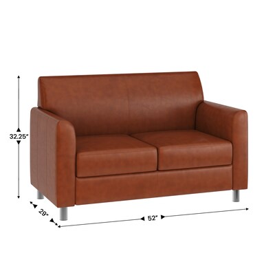 Flash Furniture Hercules Diplomat LeatherSoft Loveseat, Cognac/Chrome Legs (BT8272CGCHR)