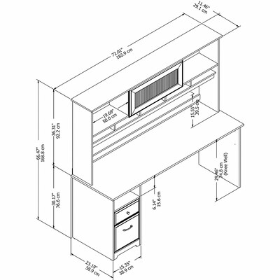 Bush Furniture Cabot 72"W Computer Desk with Hutch, Espresso Oak (CAB049EPO)