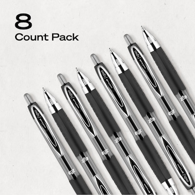 uniball 207 Retractable Gel Pens, Medium Point, 0.7mm, Black Ink, 8/Pack (1756584)