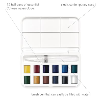 Winsor and Newton Cotman Watercolor Paint Palette, Assorted Colors, 13 Pieces/Set (WNX0390658)