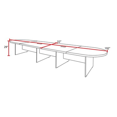 Regency Legacy 192"W x 52"D Racetrack Shaped Conference Table with Grommets, Ash Grey (LCTRT19252AG)