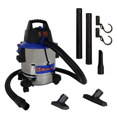 Koblenz 6-Gal. Portable Wet/Dry Vacuum with Blower, Bagless, Stainless Steel/Blue (WD-6 L212 SS)