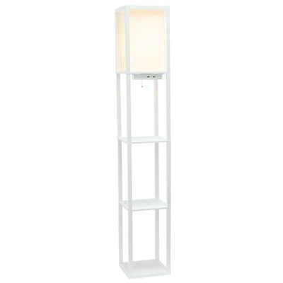 Simple Designs Etagere Organizer 62.5" Floor Lamp with Rectangular Shade, White (LF1037-WHT-CCLB)