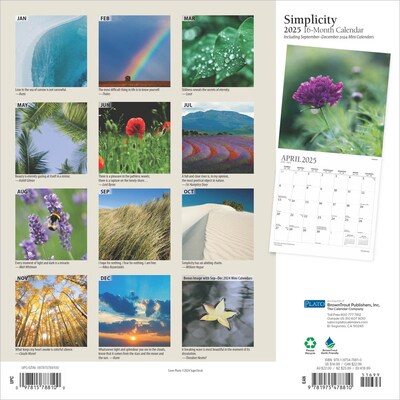 2025 Plato Simplicity 12 x 24 Monthly Square Wall Calendar (9781975478810)