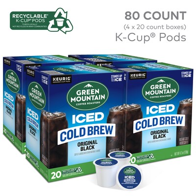 Green Mountain Coffee Roasters Classic Black Iced Coffee Keurig® K-Cup® Pods, Medium Roast, 80/Carto