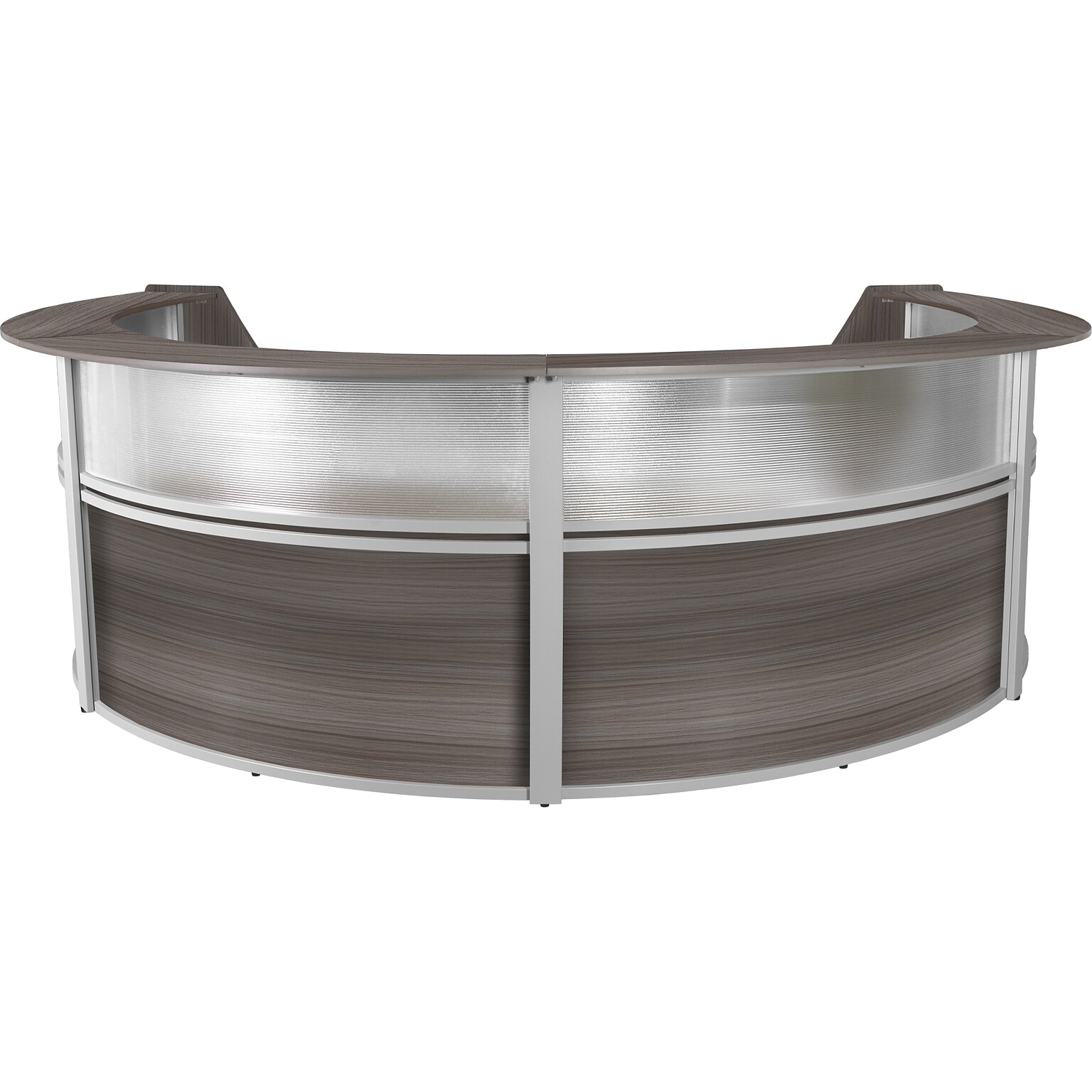 Regency Marque 142W Curved Reception Desk Workstation, Driftwood Gray (77314GY)