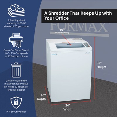 Formax OnSite Office 8602CC 35-Sheet Cross-Cut Commercial Shredder (FD8602CC)