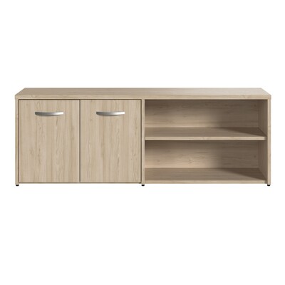 Bush Business Furniture Studio C Low Storage Cabinet with Doors and Shelves, Natural Elm (SCS160NE)