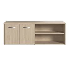 Bush Business Furniture Studio C Low Storage Cabinet with Doors and Shelves, Natural Elm (SCS160NE)