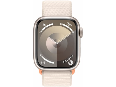 Apple Watch Series 9 (GPS) Smartwatch, 41mm, Starlight Aluminum Case with Starlight Sport Loop (MR8V