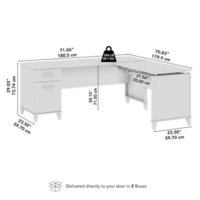 Bush Furniture Somerset 72"W 3 Position Sit to Stand L Shaped Desk, Mocha Cherry (SET014MR)