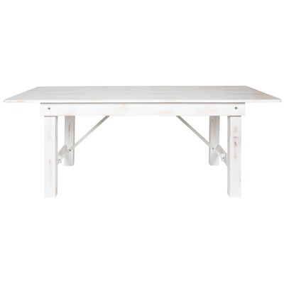 Flash Furniture HERCULES Series 84" Folding Farm Dining Table, Rustic White (XAF84X40WH)