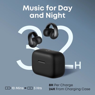 Soundcore AeroClip Wireless Bluetooth Open-Ear Clip-On Headset, Black (A3388Z11)