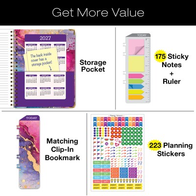 2026 Global Printed Products 8.5 x 11 Weekly & Monthly Planner, Paperboard Cover, Rainbow Gold Marble (FSHN-CY26-8511-36)