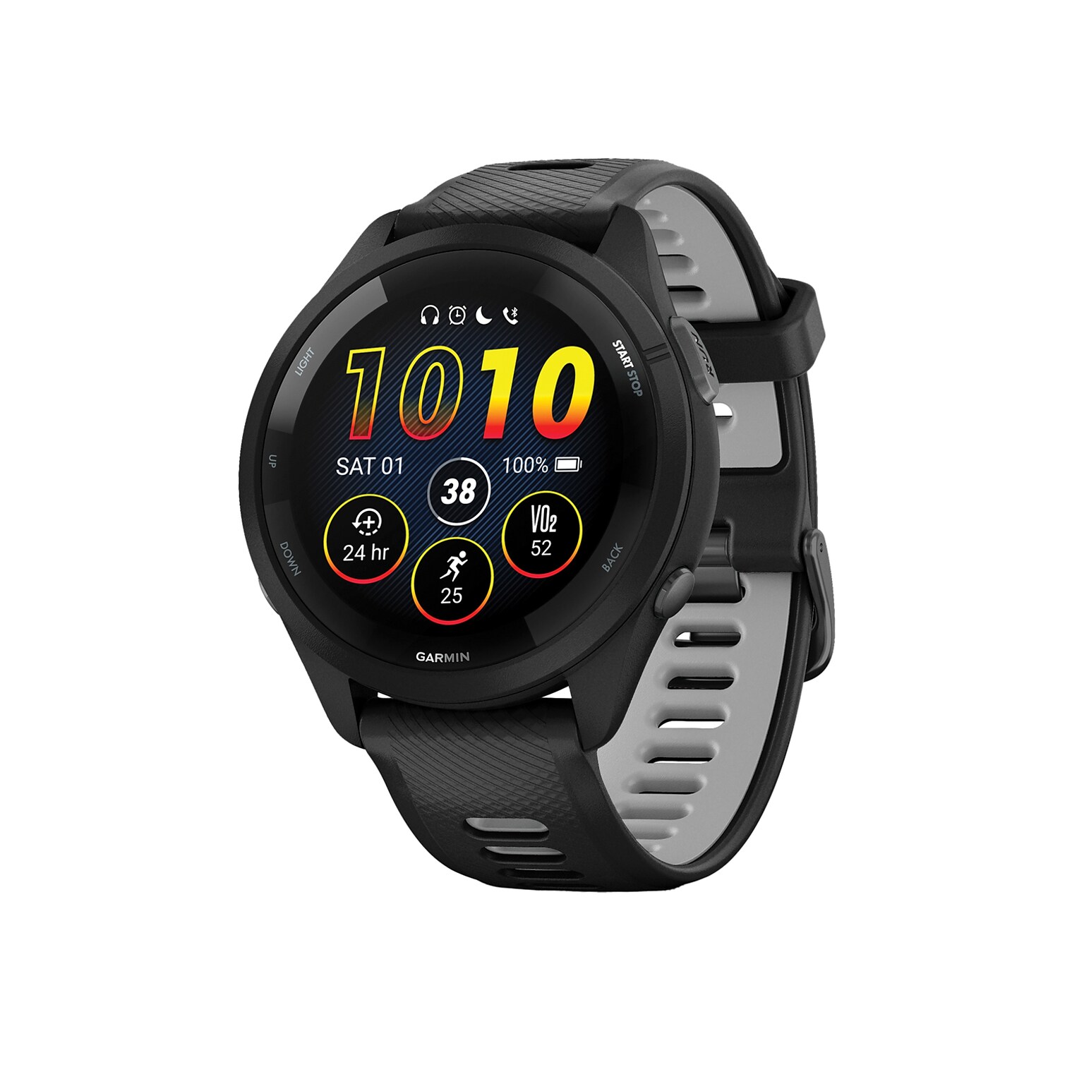 Garmin Forerunner 265 Smartwatch, GPS, 46mm, Black/Powder Gray Silicone Band (010-02810-00)