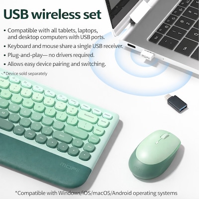 SaharaCase Split Ergonomic Wireless Keyboard and Mouse Combo, Green (KB26)