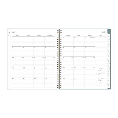 2026-2027 Blue Sky Vineyard 8" x 10" Academic Year Daily & Monthly Planner, Plastic Cover, Green/Pink (157559)