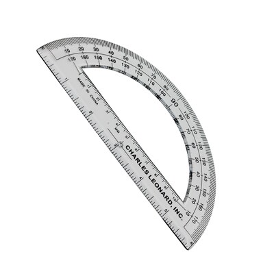 Charles Leonard 180-DegreeProtractor, 6", Clear, 12/Pack, 3 Packs (CHL77106IP-3)